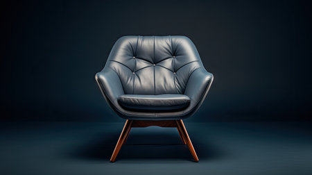 Comfortable leather armchair on a dark background. 3d renderingの素材