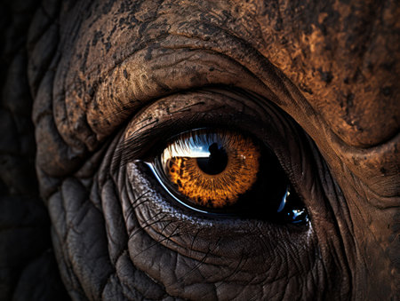 Eye of an elephant close-up. Eye of an elephant.の素材