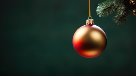Christmas and New Year background with bauble and fir tree branch.の素材