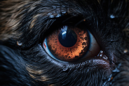 Close-up of a dog's eye. Selective focus.の素材