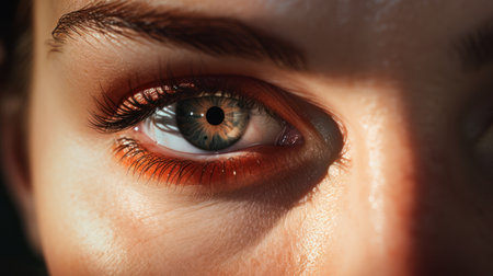 Close-up of beautiful woman's eye with long eyelashes.の素材