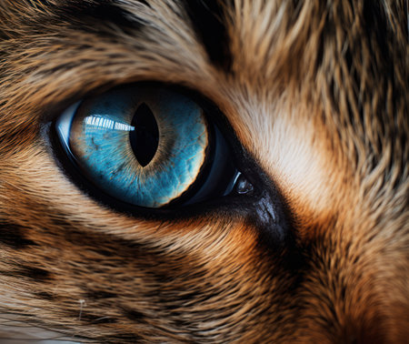 Close-up of a cat's blue eye. Macro shot.の素材