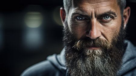 Portrait of a handsome mature man with long beard and mustache.の素材