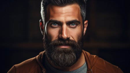 Portrait of a handsome man with a beard and mustache. Men's beauty, fashion.の素材