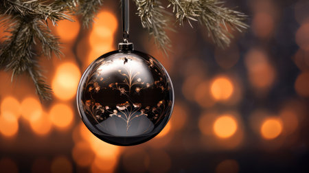 Christmas ball on the background of the Christmas tree and bokehの素材