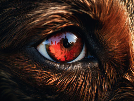 Close-up of a dog's eye. Close-up.の素材