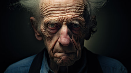 Portrait of an old man with a sad expression on his faceの素材