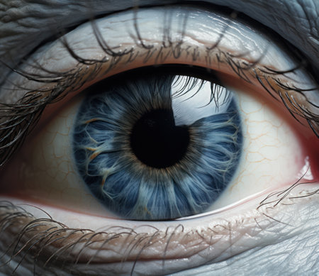 Close-up of an eye with blue iris. Macro.の素材