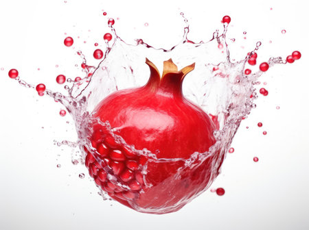 pomegranate in water splashes isolated on white background.の素材