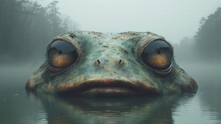 Frog in the mist, 3d rendering. Computer digital drawing.の素材
