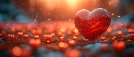 Valentine's day background with red heart. 3d renderingの素材