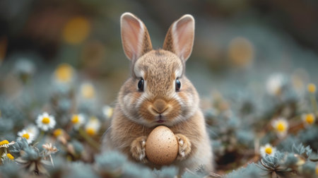 Bunny with easter egg. Easter bunny with easter eggs.の素材