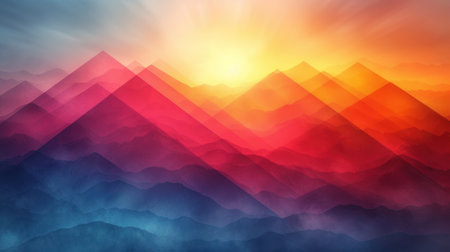 Mountain landscape at sunset. 3D illustration. Natural background.の素材