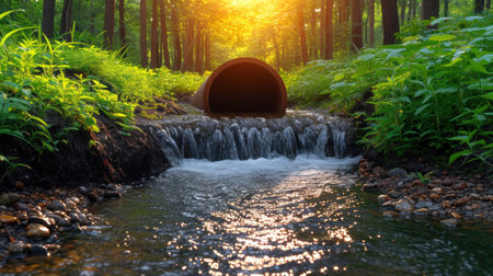 Tunnel in the forest at sunset. Beautiful natural background.の素材