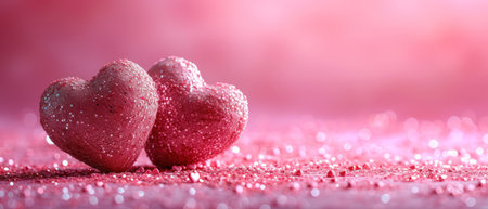 Valentine's day background with hearts on bokeh backgroundの素材