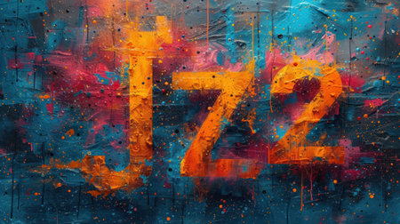 Zz alphabet painted on a wall. ZZ lettering on colorful backgroundの素材