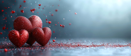 Valentine's day background with red hearts. 3d renderingの素材