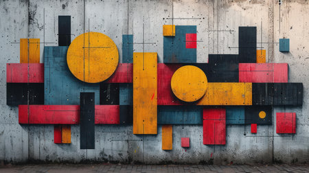 Street art graffiti. Abstract creative drawing on the wall. Urban Contemporary Cultureの素材