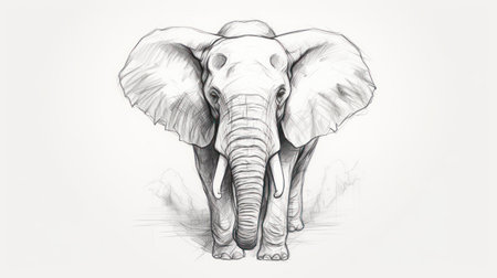 Sketch of an elephant on a white background. Vector illustrationの素材