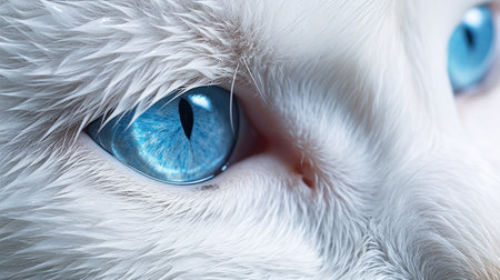Close-up of a cat's blue eye. Selective focus.の素材