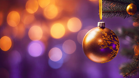 Christmas tree decoration on bokeh background. Christmas and New Year holidays.の素材