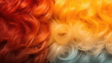 Colorful hair wig as a background. Close-up image.の素材
