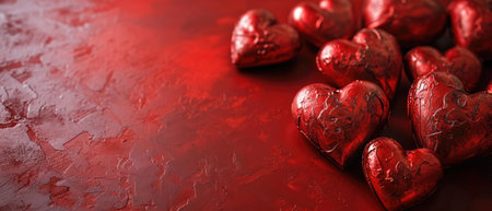 Valentine's day background with red hearts. 3d renderingの素材