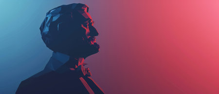 Silhouette of a man in a suit. 3d renderingの素材