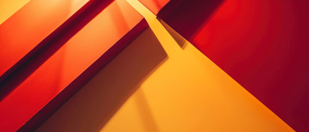 Abstract red and yellow geometric background. 3d render illustration, wallpaperの素材