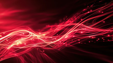 abstract red background with glowing lines and bokeh, technology backgroundの素材