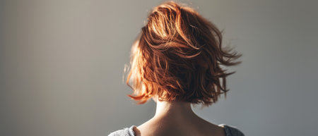 Portrait of a young woman with red hair. Blurred background.の素材
