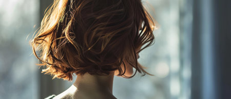 Portrait of a beautiful young woman with long brown hair. Close-up.の素材