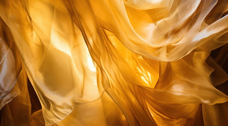 Abstract background of yellow silk or satin texture. Close up.の素材