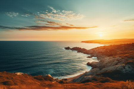 Beautiful sunset over the sea. Crimea, Ukraine, Europe.の素材