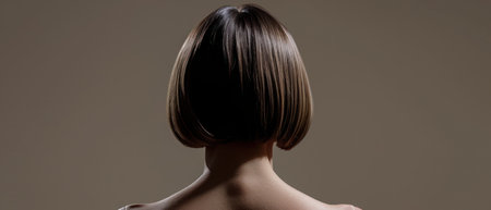 Closeup portrait of a young woman with her hair blowing in the windの素材