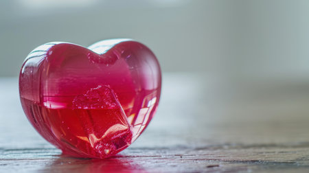 Red heart on wooden background, valentine's day concept.の素材