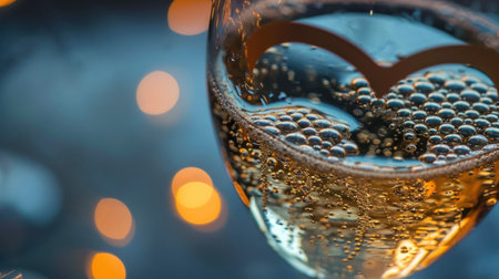 Two glasses of champagne with bokeh background, close-upの素材