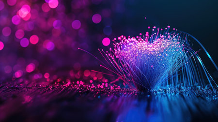 Fiber optics background with lots of light spots and bokehの素材