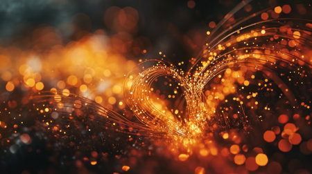 abstract background with golden bokeh defocused lights and starsの素材