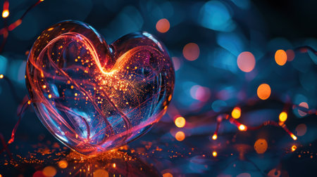 Valentine's day background with heart and bokeh lightsの素材