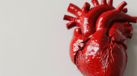 Human heart on white background. 3d illustration. Copy space.の素材