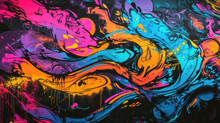 Graffiti on the wall. Colorful abstract background. Street art conceptの素材