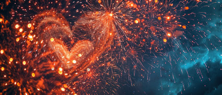 Colorful fireworks in the night sky. Celebration and holiday concept.の素材