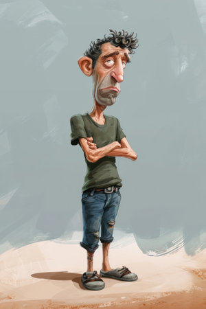 Funny man with a funny expression on his face. 3d renderingの素材