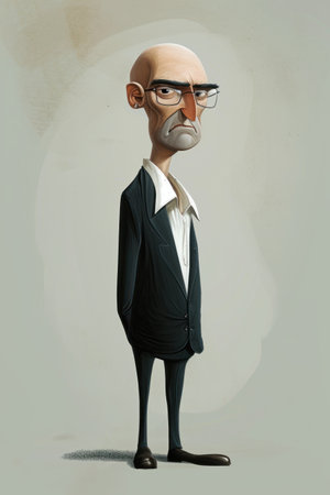 3D rendering of a cartoon character with glasses and a business suitの素材