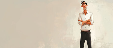 Funny man with glasses and a white shirt. 3d renderingの素材