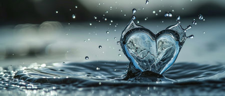 Heart made of water splashes, love concept. 3d renderingの素材