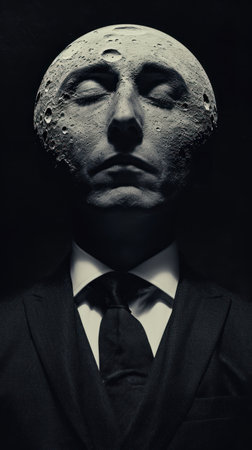 Portrait of a man in a suit and tie against a dark backgroundの素材