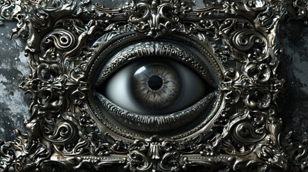 Eye of God in metal frame. 3d rendering. Computer digital drawing.の素材