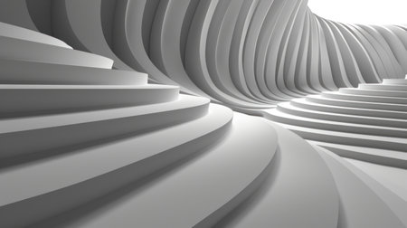 Abstract Architecture Background. White Circular Building Construction. 3d Render Illustrationの素材